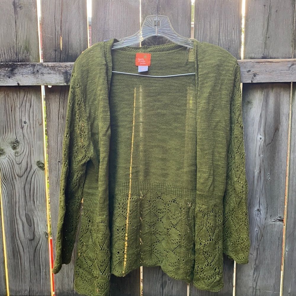 Hearts of Palm green open cardigan sz. Petite small